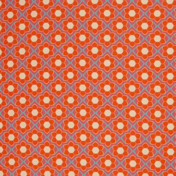 Baumwollcanvas Rocha Retro Blumen orange/pink by Swafing